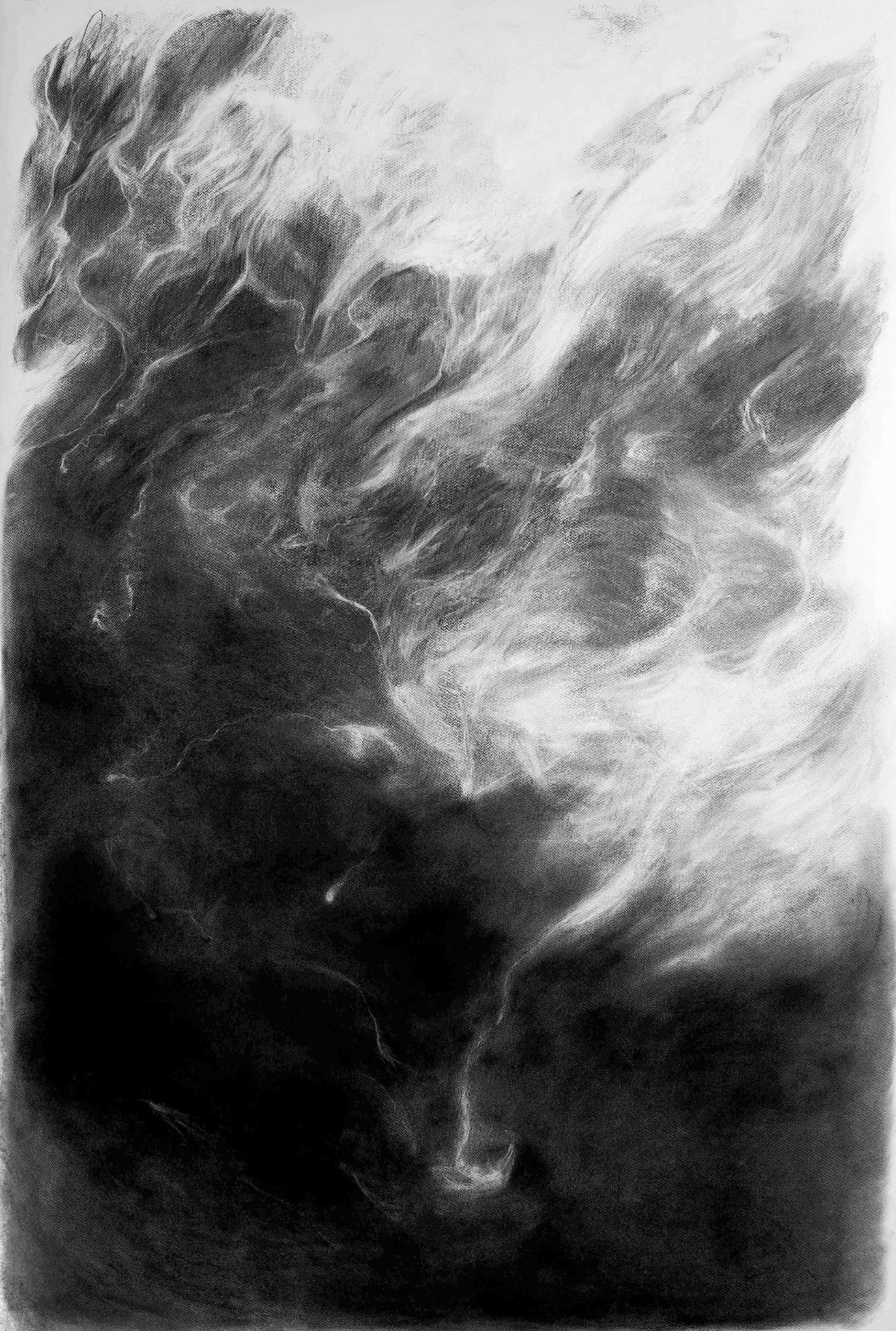 Estética del silencio, 2024. Carbonilla sobre papel 150 x 100cm